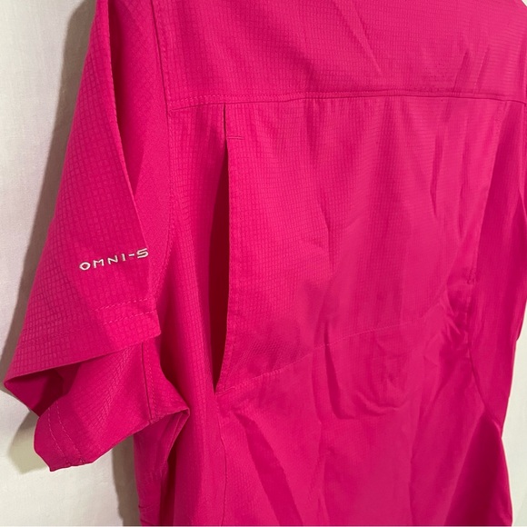 Columbia Omni-Shade Women's Fuchsia Short Sleeve Button Down Shirt Size Medium - Picture 7 of 11